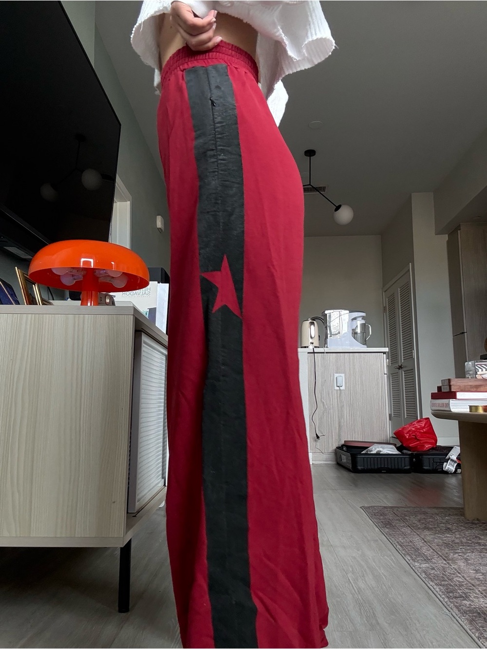 Golden Goose Red and Black Star Track Pants